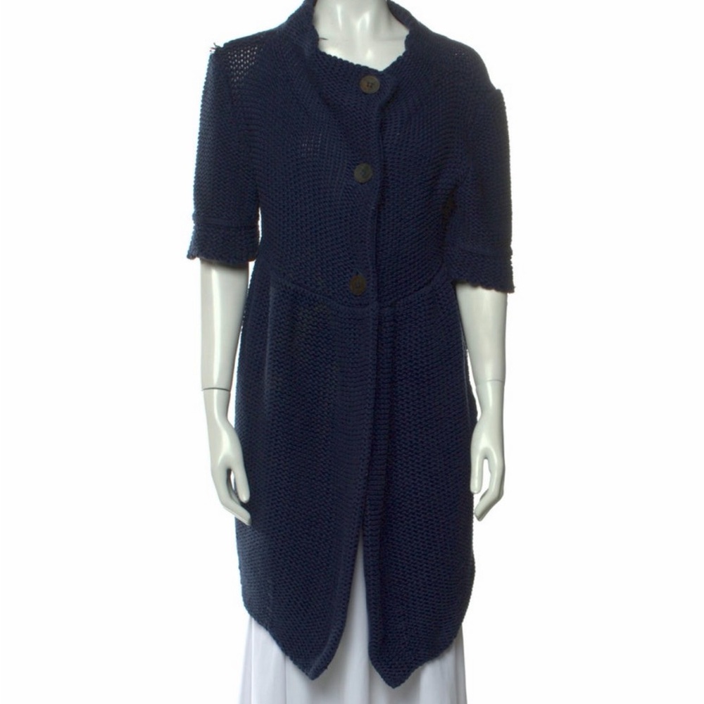 💙 Stella McCartney Navy Textured Knit Coat – Size 42 (US 8–10)